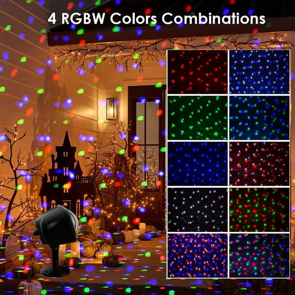 Christmas Projector Lights Outdoor, RGBW Christmas Snowfall Projector Light Rotating Falling Snow Projector with Remote Control Landscape Lights for House Yard Garden Halloween Christmas Decor