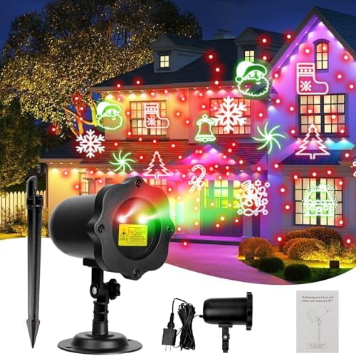 Christmas Projector Lights Outdoor with Remote Control,LED Christmas Light with 16 Christmas Patterns,Waterproof Snow Projector Show for Xmas Birthday Party,Holidays,Decorative Lights