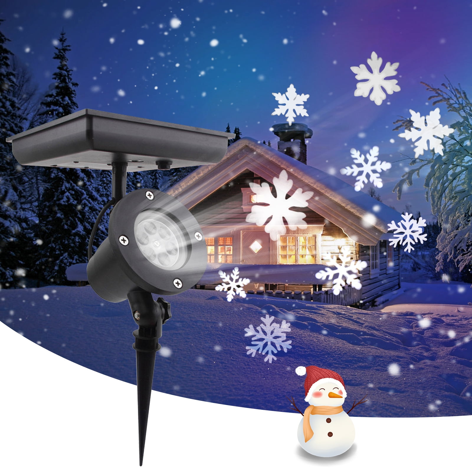 Christmas Projector Lights Outdoor Christmas Snowflake Projector Lights, Solar Powered