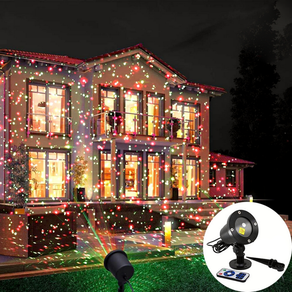 Zukuco Christmas Laser Projector Lights, Xmas LED Projection Lights with Remote, Landscape Projector Spotlights, Decoration for Outdoor and Indoor, Christmas, Holiday
