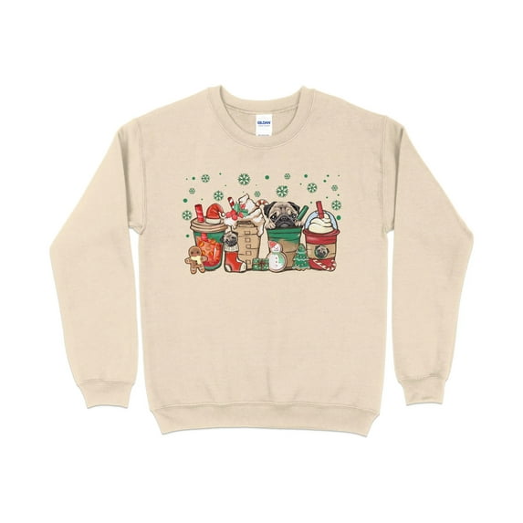 Christmas Pugs and Coffee Sweatshirt