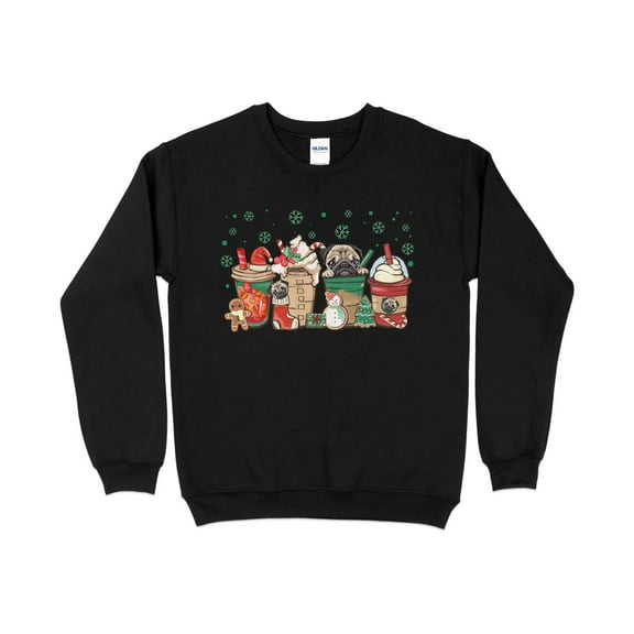 Christmas Pugs and Coffee Sweatshirt