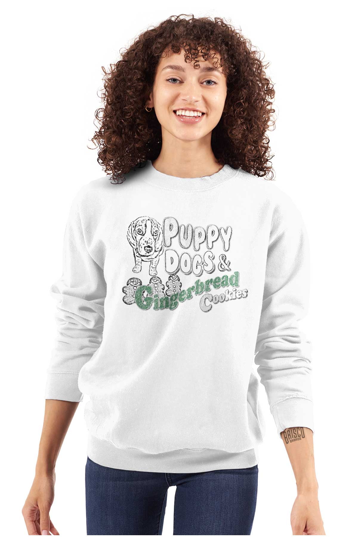 Christmas Puppy Gingerbread Cookie Women Crewneck Sweatshirt Brisco
