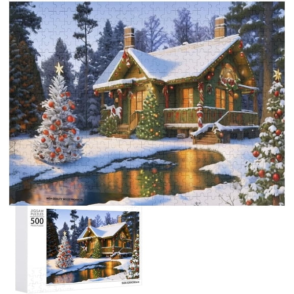 Christmas Puzzle 500 Pieces Jigsaw Puzzles for Adults and Childen,20"x15" Educational Games Family Entertainment or Home Decoration for Family and Friends - Each Piece is Unique