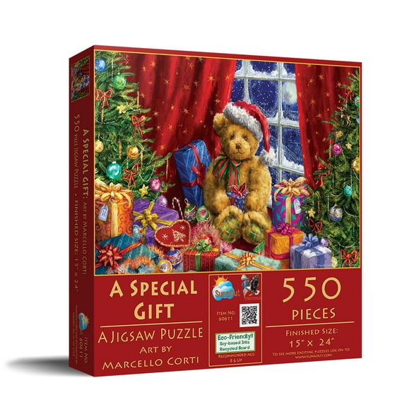 SUNSOUT INC - A Special Gift - 550 pc Jigsaw Puzzle by Artist: Marcello Corti - Finished Size 15" x 24" Christmas - MPN# 60611