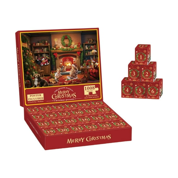 Christmas Puzzle Advent Calendar 2025 – 24-Panel Countdown Puzzle Game with 1008 Pcs – Paper Jigsaw for Adults & Family Holiday Gift