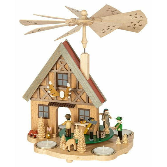 Christmas Pyramid Pyramid House Forester's House colorful, 29 cm / 11 inch high, original Erzgebirge by Richard Glässer Seiffen
