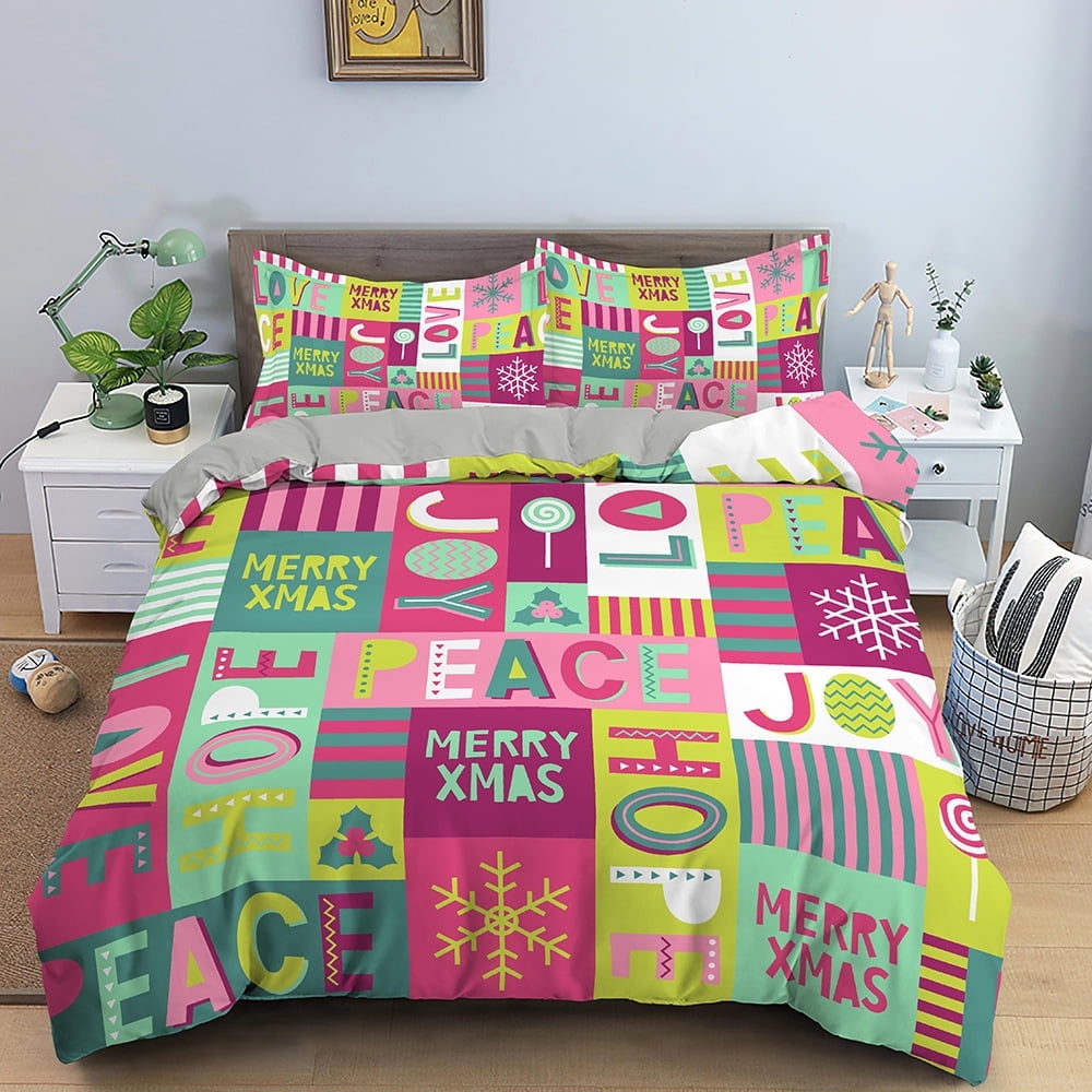 Christmas Queen Full Quilt Bedding Set Lightweight Bedding Cover