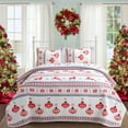 thumbnail image 1 of Christmas Queen Quilt Set - Lantern Pattern Soft Microfiber Lightweight Bedspread 3-Piece for All Season (1 Quilt, 2 Pillow Shams), 1 of 9