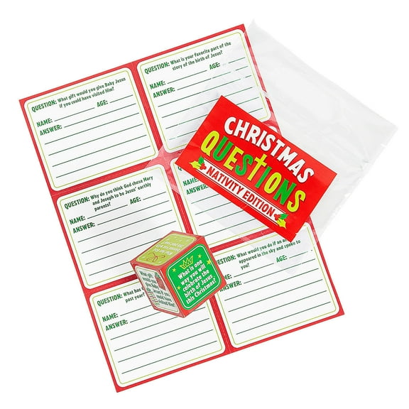 Christmas Questions Dice Game - 7 Pc for Home Holiday Decorations