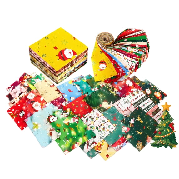 Christmas Quilt Charm Packs for Quilting, 70-Piece 4.5X4.5 Inch 100% Cotton Quilt Squares with Pre-Cut Jagged Edges, Festive Holiday Patchwork Sewing Supplies for Seasonal Craft