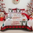thumbnail image 1 of Christmas Quilt Queen King Size, 3pcs Patchwork Plaid Queen King Size Bedspread Red Green Christmas Tree Printed, Soft Microfiber Winter Holiday Coverlet Bedding Sets,  Holiday Decor, Plaid Pattern, 1 of 4