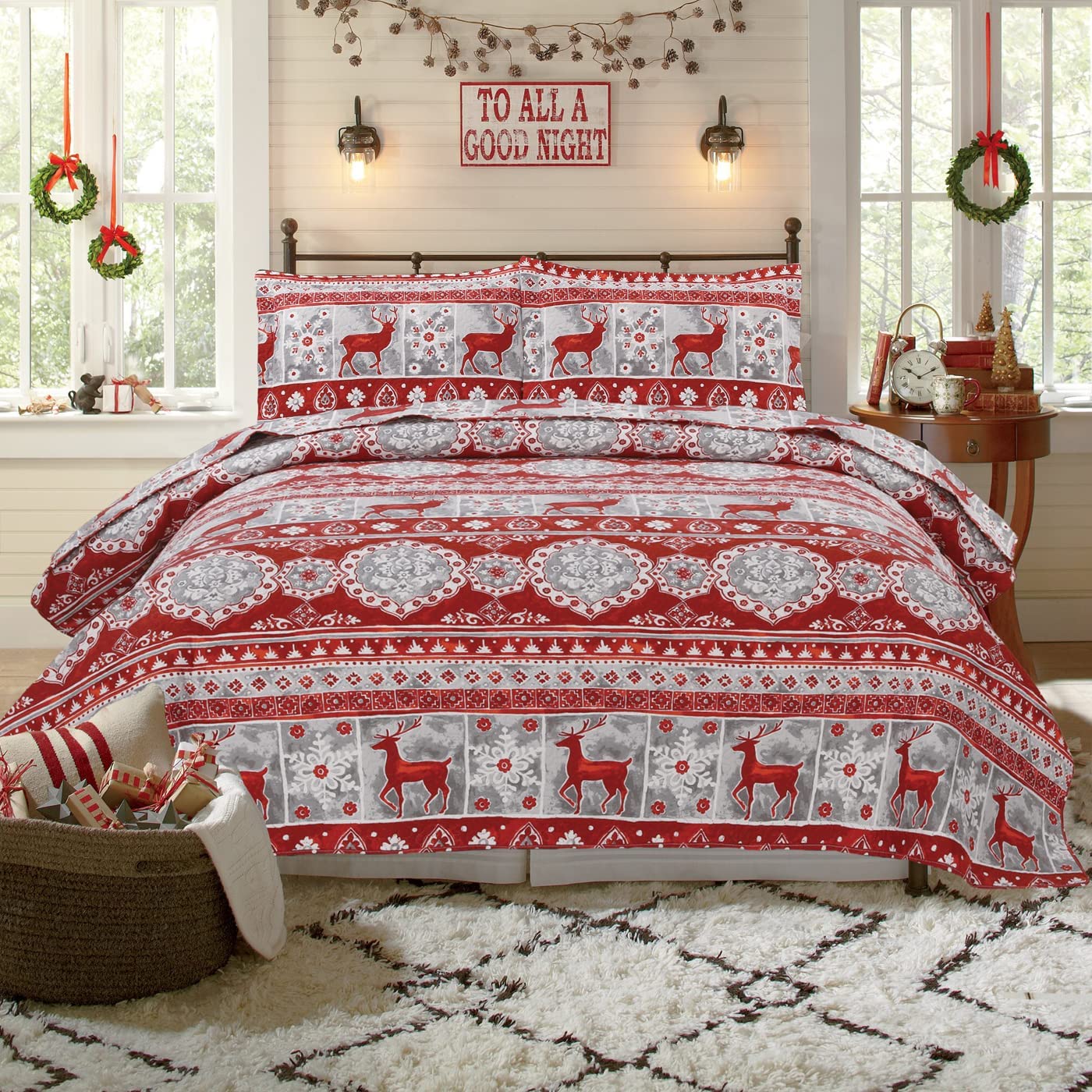 Christmas Quilt Set King Christmas Bedding Xmas Decor Holiday Bedding