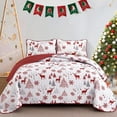 thumbnail image 1 of Christmas Quilt Set King Size Reindeer Xmas Tree Quilt Snowflake Bedspread Festival Coverlet 108×92", 1 of 9