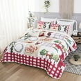 thumbnail image 1 of Christmas Quilt Set Queen King Rustic Christmas Santa Tree Snowman Cardinal Holly Pattern Bedding Quilted Bedspread Coverlet with 2 Pillow Shams for All Season Cozy Winter, Christmas Bedroom, Festive, 1 of 6