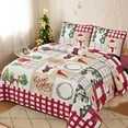 thumbnail image 1 of Christmas Quilt Set Queen King Rustic Christmas Santa Tree Snowman Cardinal Holly Pattern Bedding Quilted Bedspread Coverlet with 2 Pillow Shams for All Season Cozy Winter, Christmas Bedroom, Festive, 1 of 7