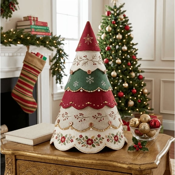 Christmas Quilt Tree Pattern Set With Instructions - 8 inch DIY Fabric Sewing Template for Handmade Holiday Decoration Small(8 inch)