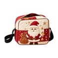 thumbnail image 1 of Christmas Quilted Crossbody Purse, Cute Embroidered Winter Character Shoulder Handbag with Adjustable Strap & Secure Zipper, Festive Casual Daily‑use Sling Bag Holiday Gift for Women and Girls, 1 of 7