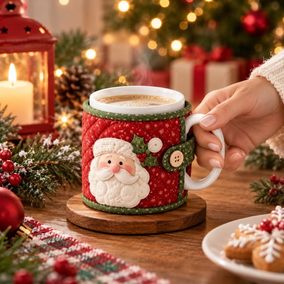 Christmas Quilted Mug Cozy Sewing Kit,DIY Holiday Craft for Beginners