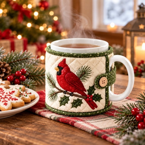Christmas Quilted Mug Cozy Sewing Kit,DIY Holiday Craft for Beginners