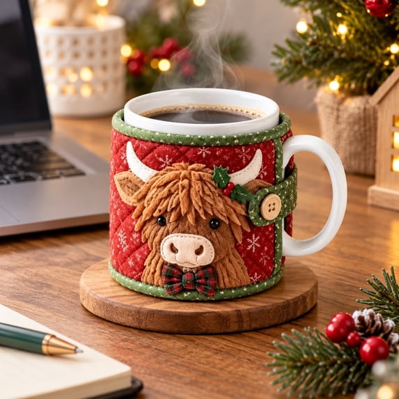 Christmas Quilted Mug Cozy Sewing Kit,DIY Holiday Craft for Beginners