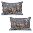 thumbnail image 1 of Christmas Quilted Pillowcover Set of 2, Candle Winter Holiday Themed Arrangement with Snow and Fir Tree Leaves Print, Standard Queen Size Pillow Cover Bedroom, 36" x 20", Khaki and Grey, by Ambesonne, 1 of 1