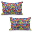 thumbnail image 1 of Christmas Quilted Pillowcover Set of 2, Colorful Christmas Balls Different Retro Patterns Holiday Celebration Theme Print, Standard Queen Size Pillow Cover Bedroom, 30" x 20", Multicolor, by Ambesonne, 1 of 1