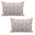 thumbnail image 1 of Christmas Quilted Pillowcover Set of 2, Winter Season Harvest Holly Berries Vintage Floral Composition Ornate Leaves, Standard Queen Size Pillow Cover Bedroom, 36" x 20", Scarlet Brown, by Ambesonne, 1 of 1