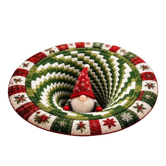 Christmas Quilted Round Tree Skirt, Festive Decor for Indoor Home Holiday Party, Soft Christmas Decoration