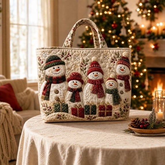 Christmas Quilted Tote Bag, Holiday Shoulder Tote Bag, Portable Shoulder Handbag, Versatile Daily Bag, Best Women Holiday Gift