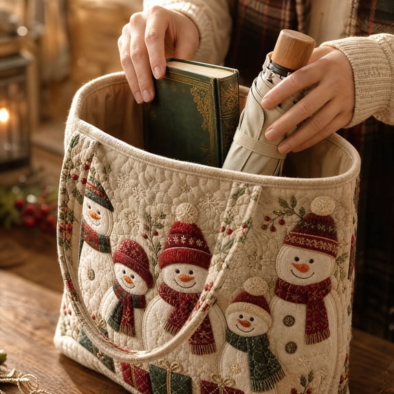 Christmas Quilted Tote Bag, Holiday Shoulder Tote Bag, Professional Work & School Tote Bag, Trendy , Perfect Holiday Gift Selection