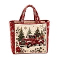 thumbnail image 1 of Christmas Quilted Tote Bag Large Reusable Christmas Truck Shopper Festive Shoulder Bag - 14.96 x 13.78 Inch, 1 of 5