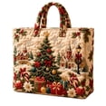thumbnail image 1 of Christmas Quilted Tote Bag, Stitched Quilt Craft Holiday Tote, Durable Polyester Shopping Bag, Thoughtful Holiday Gift Option For Family And Friends, 1Pcs,Tree, 1 of 5