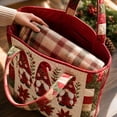 thumbnail image 1 of Christmas Quilted Tote Bag for Women Vintage Gnome Floral Patchwork Print Large Handheld Bag for Shopping Travel and Daily Storage, 1 of 6
