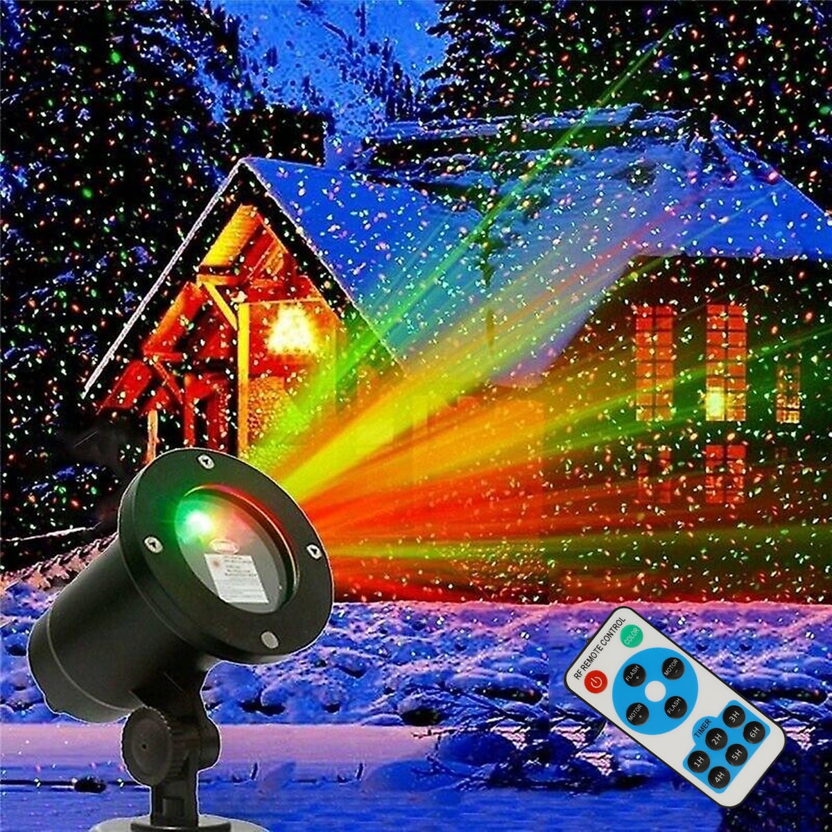 Christmas R\u0026G LED Projector Star Moving Light Garden Landscape Lamp Waterproof with Remote for Indoor Outdoor Xmas Patio Wall Holiday