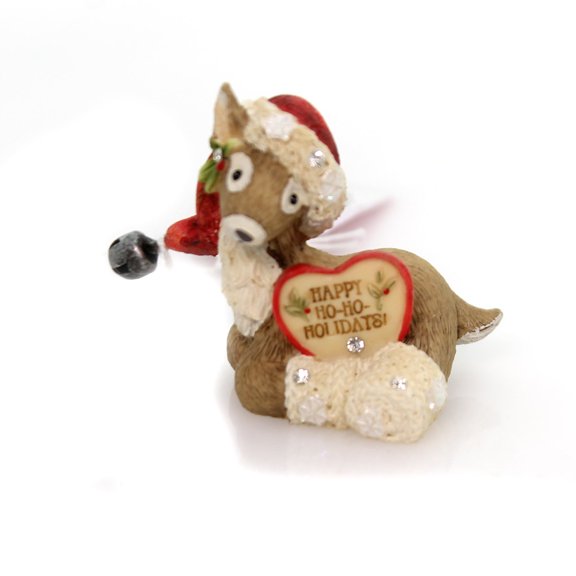 Christmas Reindeeer With Santa Hat Polyresin Happy Ho Ho Holidays 4058273