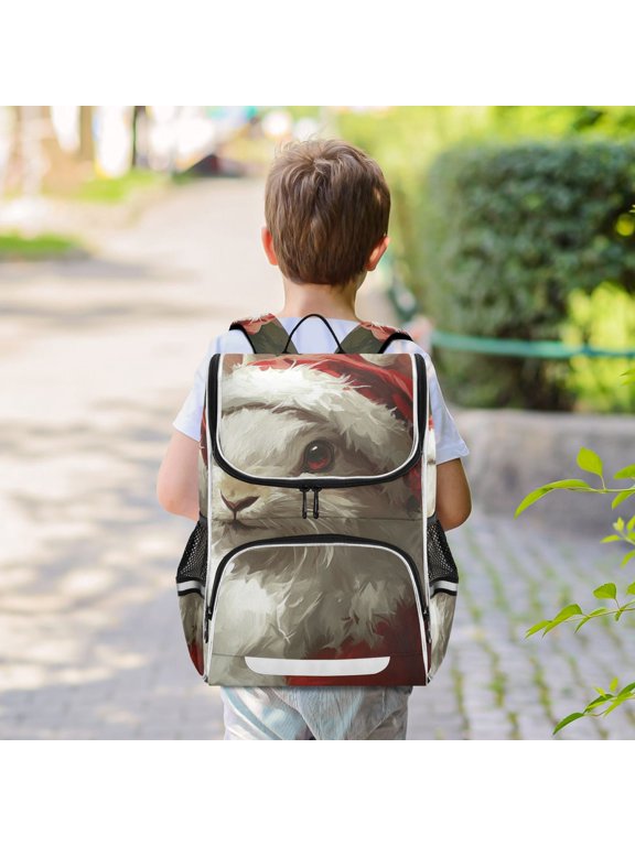 Christmas Rabbit Backpack Big Laptop Backpack Casual Daypack Quilted Large Capacity Large Bookbags