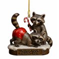 thumbnail image 1 of Christmas Raccoon Ornament – 2D Flat Acrylic Hanging Decoration – Cute Animal Pendant for Tree, Gift, or Holiday Display, 1 of 5