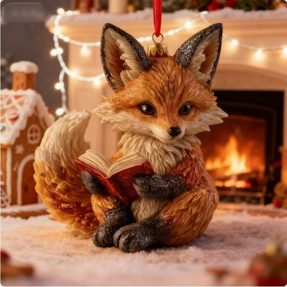 Christmas Raccoon Ornament Reading Book Animal Theme Holiday Tree Decoration Gift for Book Lovers Collectors(A)