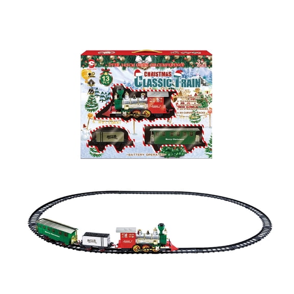 Christmas Rail Car Toy Steam Train With Sound Light Electric Track Set For Kids Boys Girls