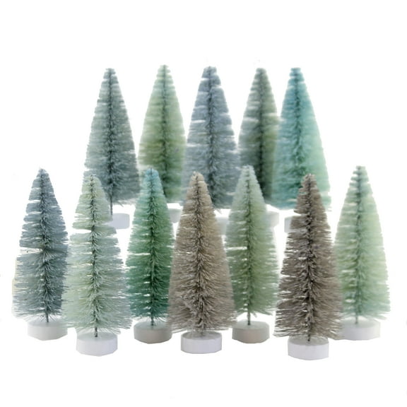 Cody Foster 5.25In Rainbow Trees Winter Blue S/12, Sisal, Bottle Brush Christmas Village Ms436lwb