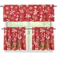 thumbnail image 1 of Christmas Raindeer Small Kitchen Window Curtains Over Sink Short Blackout Curtains for 3 Piece Windows Tiers Curtains for Bathroom Window, 1 of 6