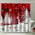 Christmas Rainforest Shower Curtain with Snowflakes and Deer Festive