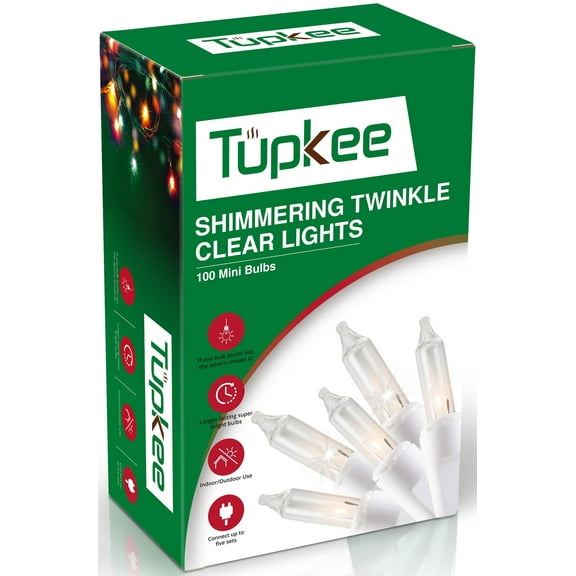 Christmas Random Shimmering Twinkle Lights - 12 of 100 Bulbs Twinkle Indoor Outdoor - 20.5 Feet White Light String, 100 Clear Bulbs, Christmas Tree Holiday Decor Sparkling Twinkling Christmas Lights