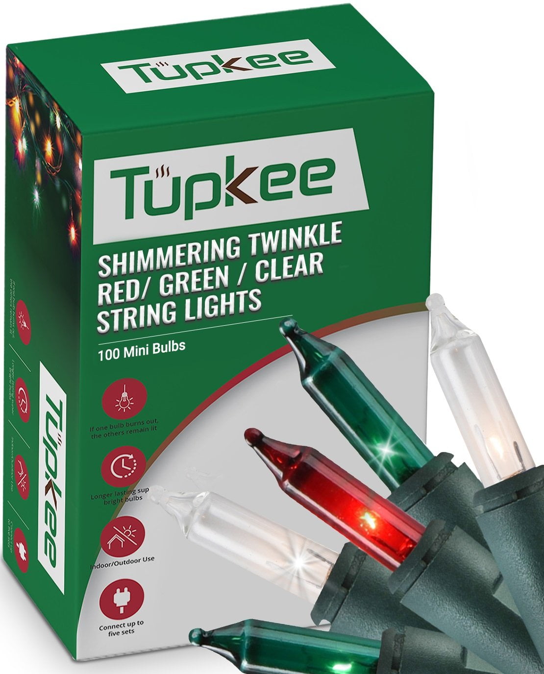 Christmas Random Shimmering Twinkle Lights - 12 of 100 Lights Twinkle  Indoor Outdoor - 20.5 Feet Light String, 100 Red \u0026 Clear Candy Cane  Peppermint ..., image size:1110x1376