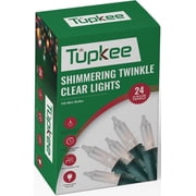 Christmas Random Shimmering Twinkle Lights - 24 of 100 Lights Twinkle Indoor Outdoor - 20.5 Feet Light String, 100 Clear Bulbs - Christmas Tree Holiday Decor Sparkling Twinkling Christmas Lights