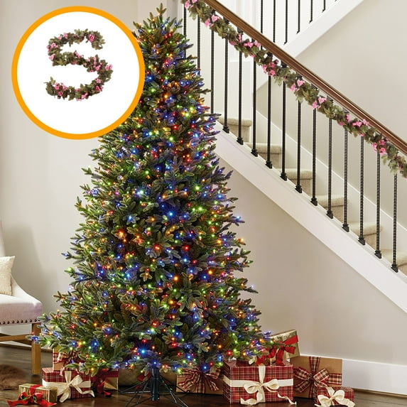 Christmas Rattan, Artificial Christmas Decorations, Winter Mantel Table Staircase Porch Decor, Green PVC Rattan Garland 2.2m Long for Indoor Outdoor Holiday Decor