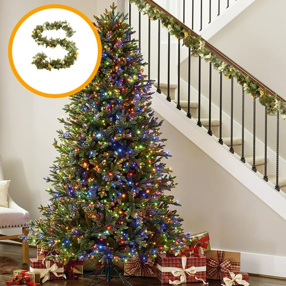 Christmas Rattan, Artificial Christmas Decorations, Winter Mantel Table Staircase Porch Decor, Green PVC Rattan Garland 2.2m Long for Indoor Outdoor Holiday Decor