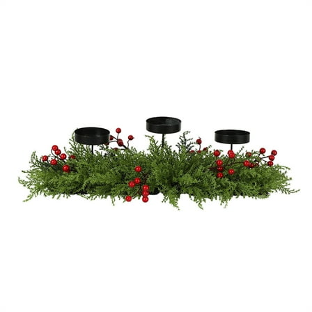Christmas Rattan Candlestick – Festive Centerpiece Candle Holder with Garland for Holiday Table, Party & Home Decor