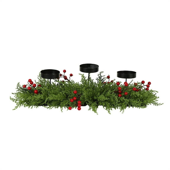 Christmas Rattan Candlestick – Festive Centerpiece Candle Holder with Garland for Holiday Table, Party & Home Decor